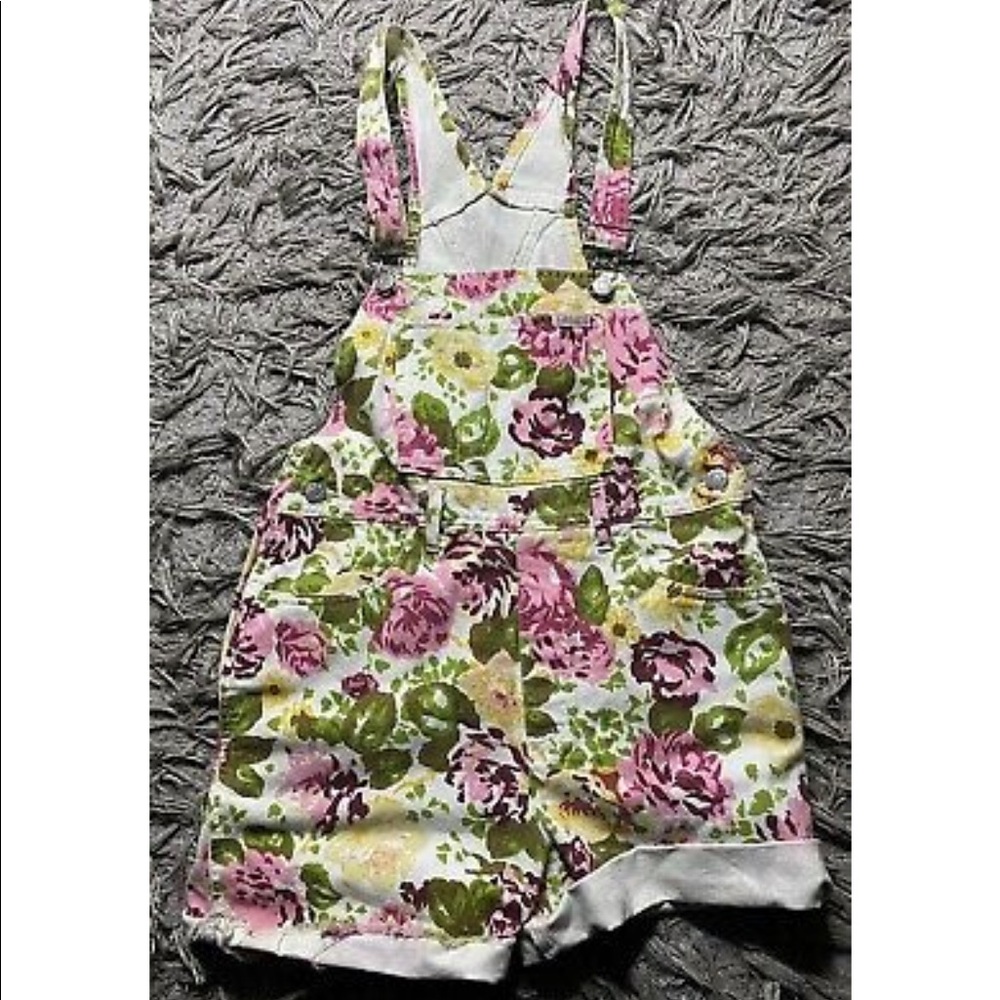 Vintage Guess 80s 90s Floral Girls Overalls